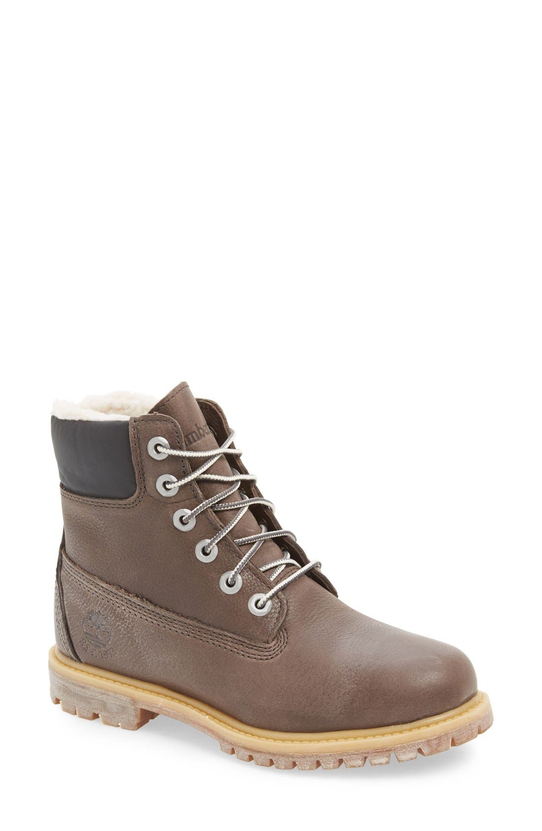 6 Inch Waterproof Boot, Main, color, GREY LEATHER