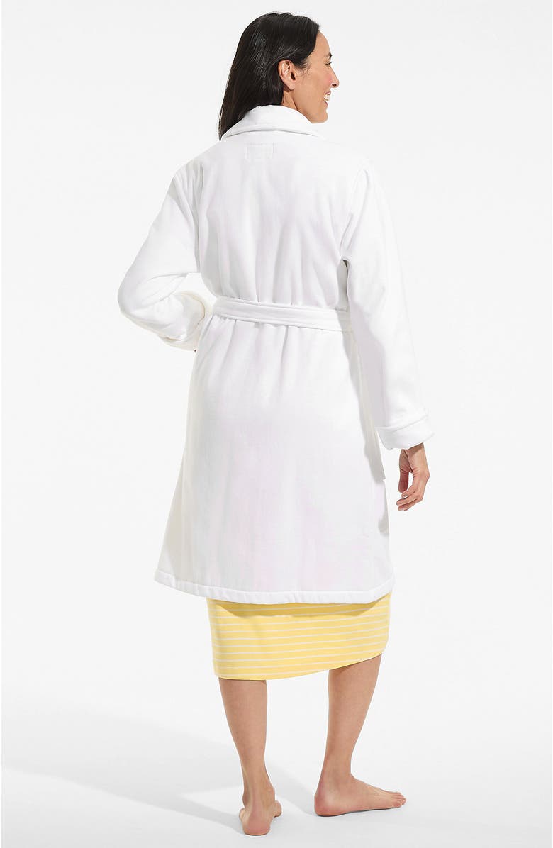 Lands' End Cotton Terry Knee Length Spa Bath Robe, Alternate, color, White