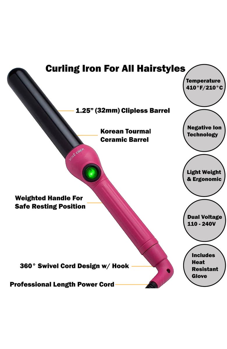 Jose Eber Clipless Curling Iron 1.25", Alternate, color, Pink