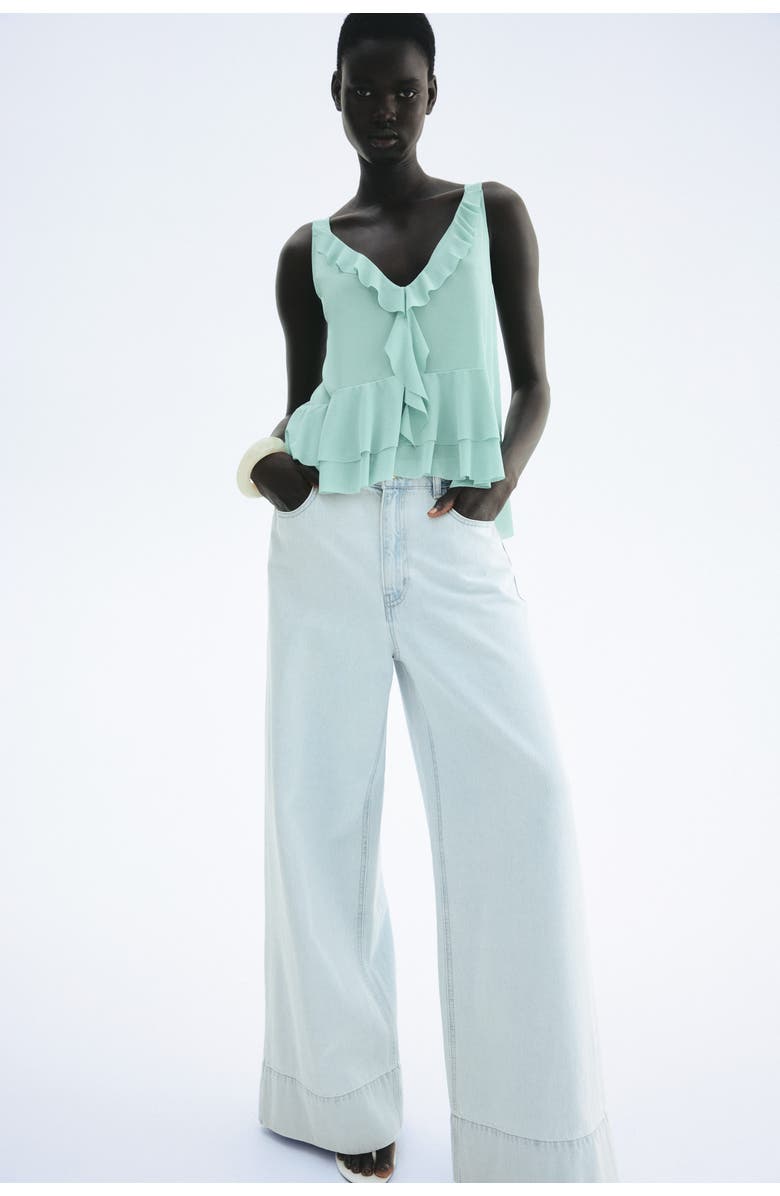 H&M Flounced Vest Top, Alternate, color, Light Turquoise