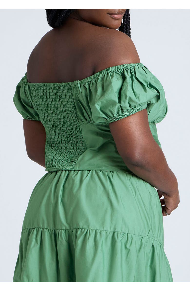ELOQUII Shirred Maiden Top, Main, color, Deep Grass Green