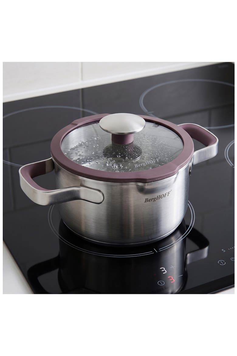 Elements 18/10 Stainless Steel 1.5-Quart Saucepan & Glass Lid, Alternate, color, PURPLE