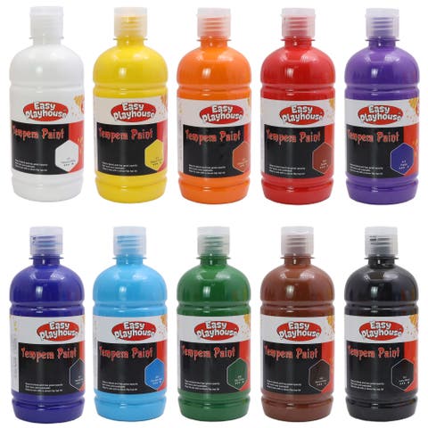 10 Pack 16oz Washable Tempera Paints