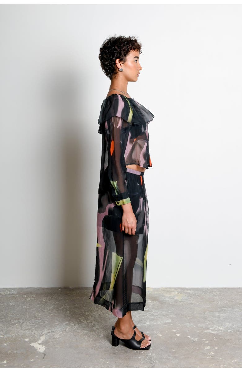 Untitled in Motion Perennia Ruffle Collar Organza Button-Down Top, Alternate, color, Shadow Iris