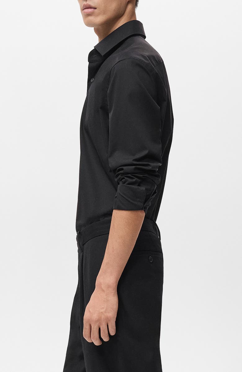 MANGO Regular Fit Cotton Oxford Cloth Button-Up Shirt, Alternate, color, Black