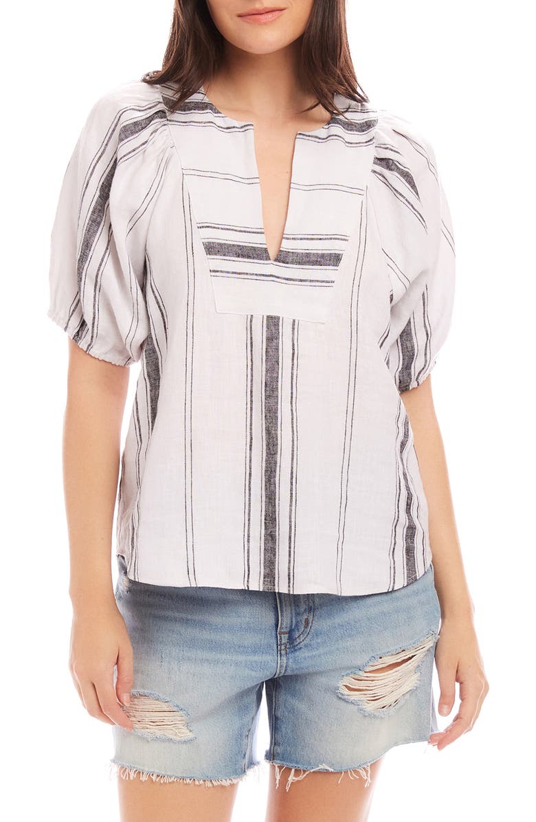 FIFTEEN TWENTY Vienna Stripe Linen Top, Main, color, 