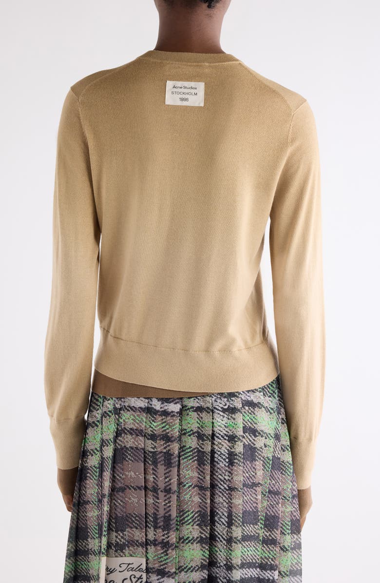 Acne Studios Kohona Layered Silk, Wool & Cashmere Cardigan, Alternate, color, Sand Beige