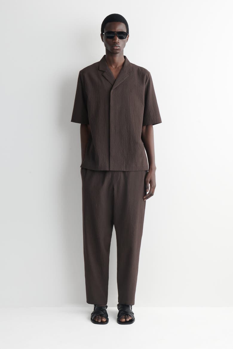 Seersucker Regular-fit Tapered Pants, Main, color, BROWN