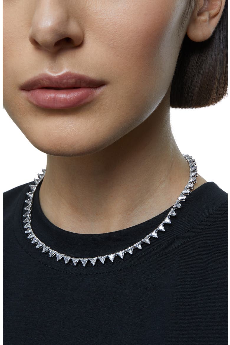 Matrix Triangle Cut Cubic Zirconia Tennis Necklace, Alternate, color, WHITE