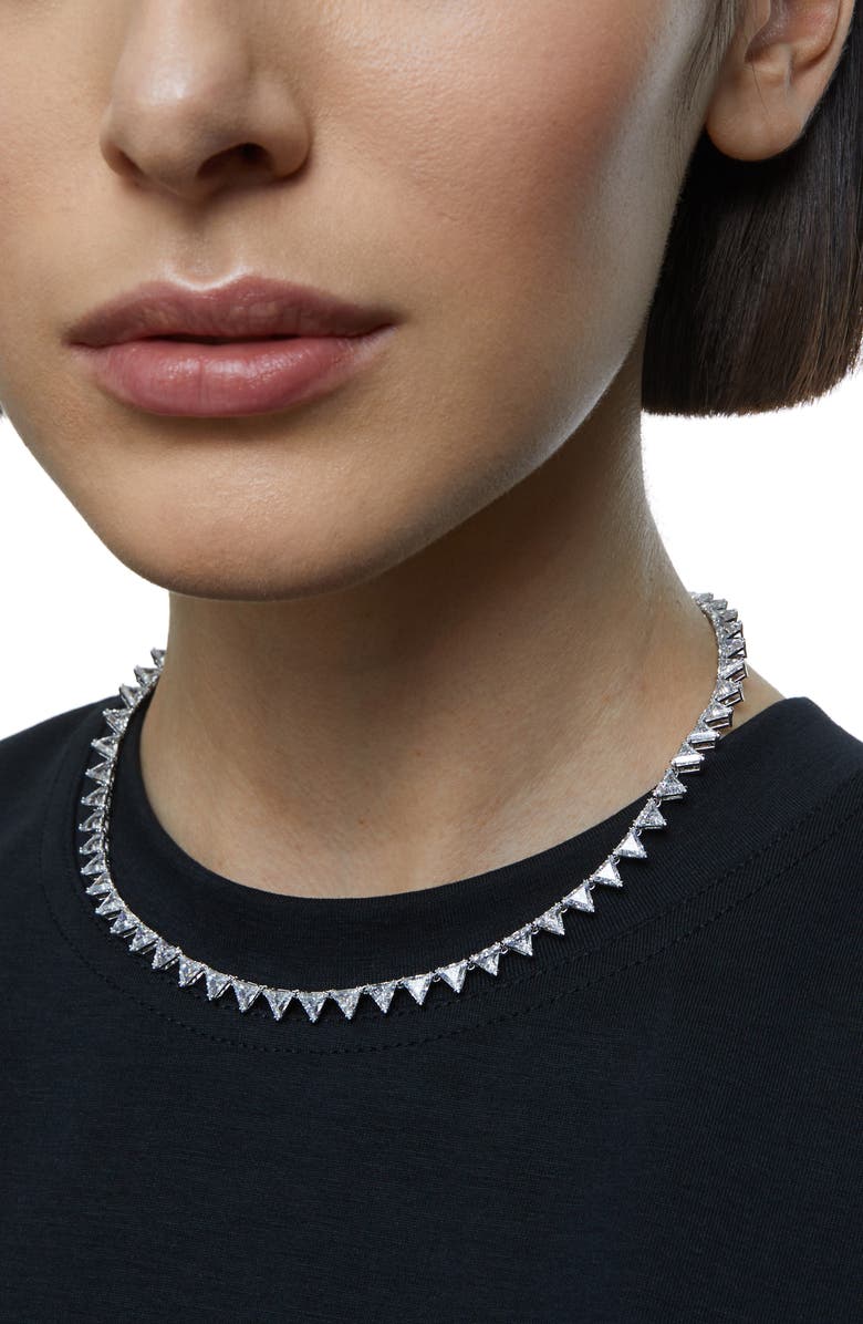 Swarovski Matrix Triangle Cut Cubic Zirconia Tennis Necklace, Alternate, color, 
