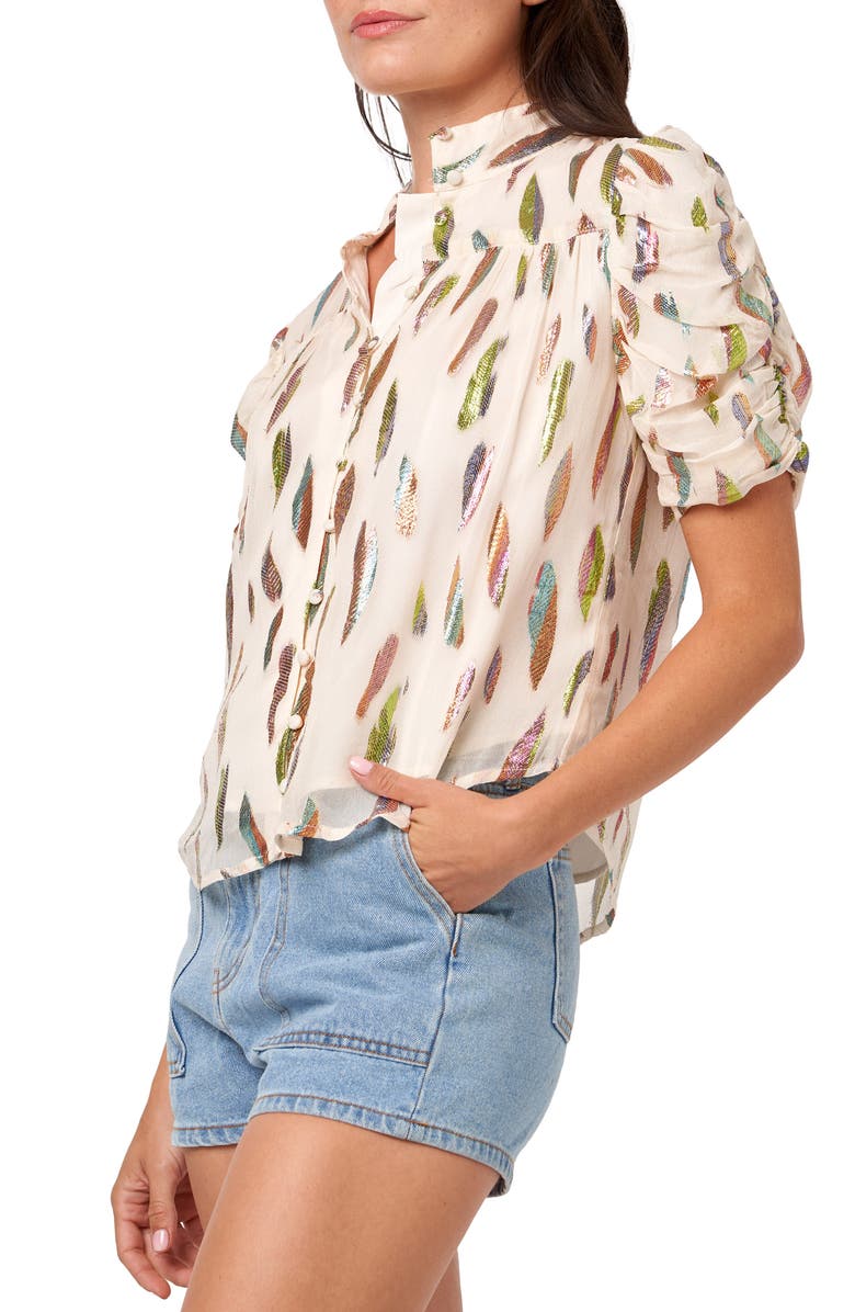 CIEBON Lissa Printed Button-Up Shirt, Alternate, color, Cream