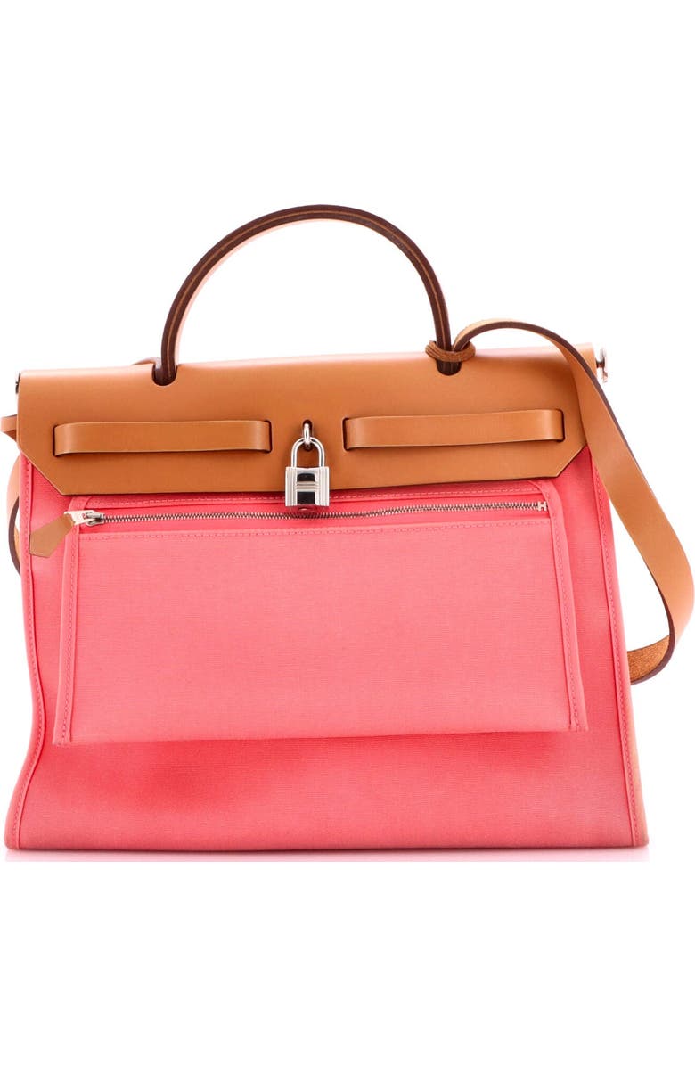 Pre-Owned Hermes Herbag Zip Leather and Toile 31, Alternate, color, Rose Azalee