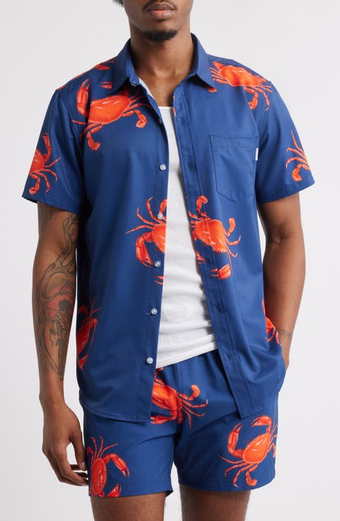 Crab Weekend Short Sleeve Performance Button-Up Shirt