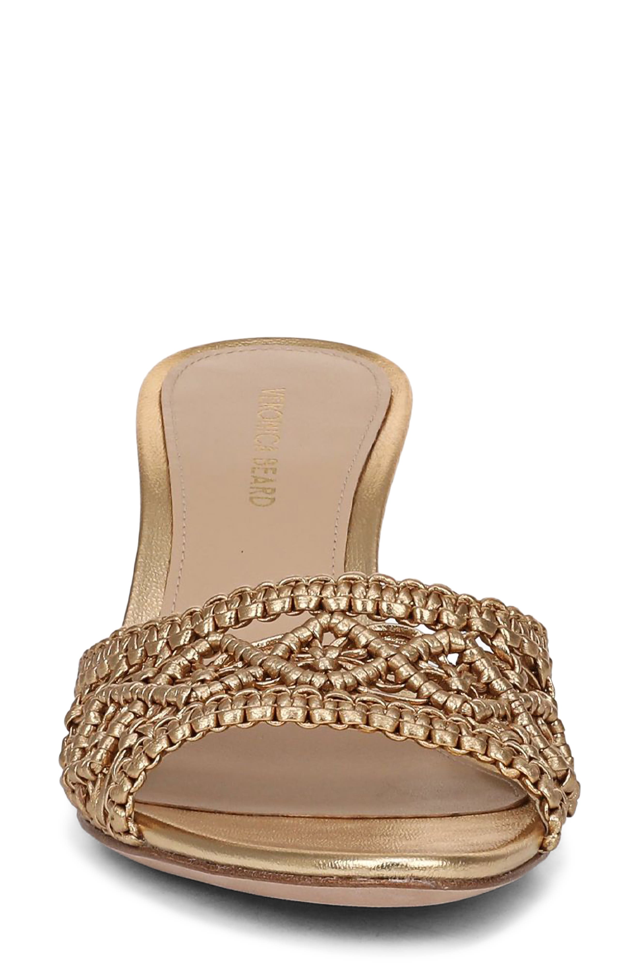 Tia Macramé Slide Sandal, Alternate, color, PALE GOLD