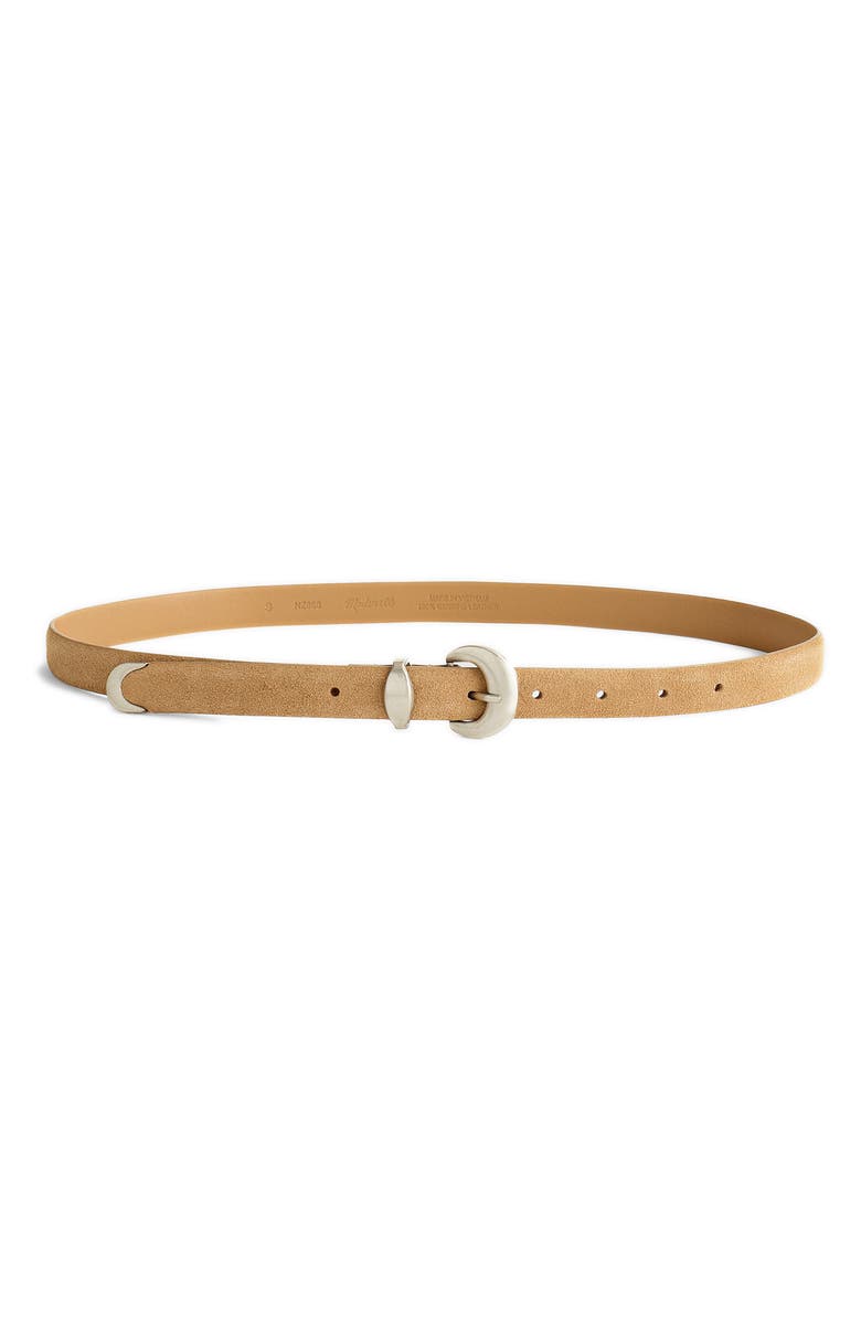 Madewell Domed Suede Buckle Belt, Main, color, Walnut Shell Suede