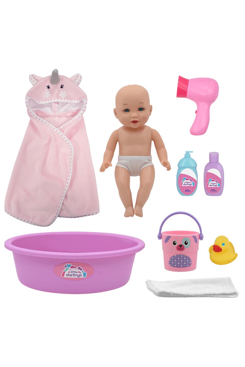 Wash N' Play Baby Set 12" Doll 7Pc Bath Care Toy, 2+, Main, color, Multicolored