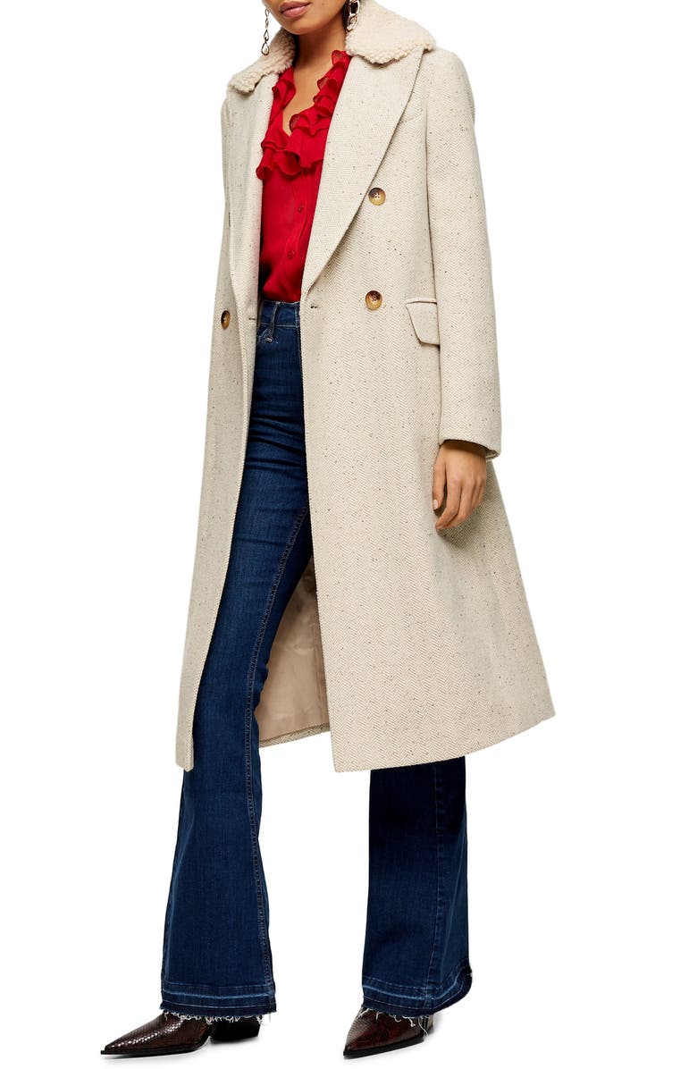 Topshop Freddie Herringbone Coat, Main, color, 