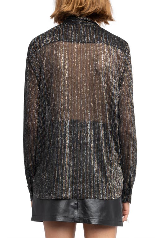Zadig & Voltaire Tulba Shimmer Tie Neck Shirt In Black