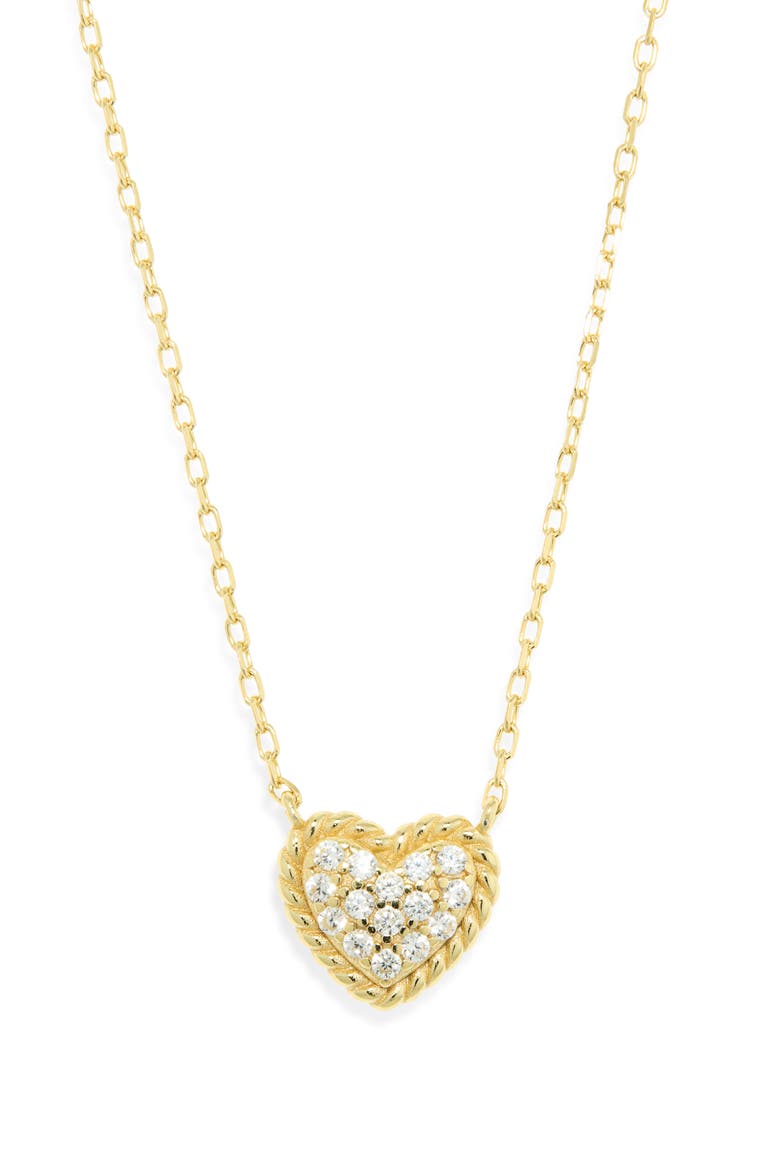 Pavé CZ Heart Pendant Necklace, Alternate, color, GOLD
