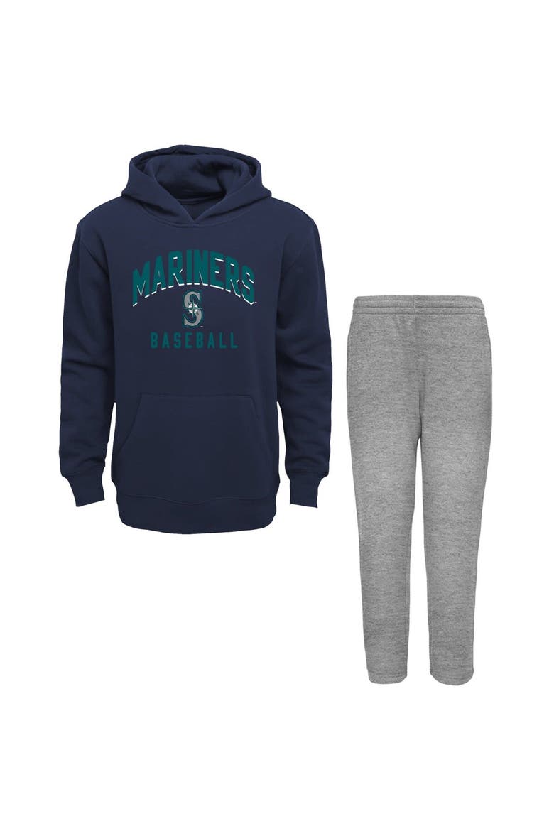 Infant Navy/Heather Gray Seattle Mariners Play by Play Pullover Hoodie & Pants Set, Alternate, color, Navy