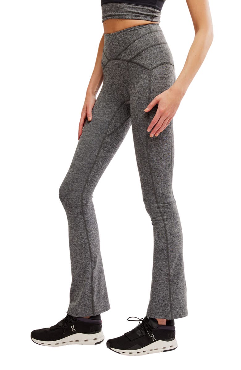 Free People Mountain Blazing Pocket Flare Leggings, Alternate, color, Black Heather