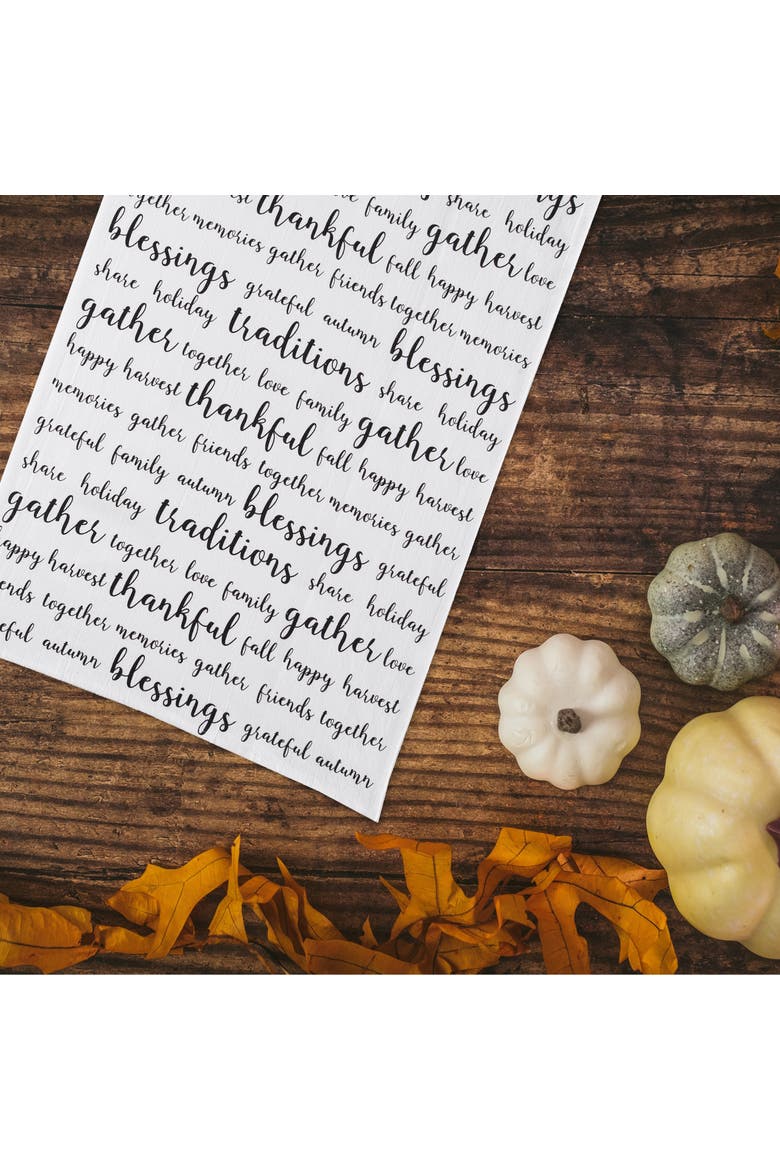 Harvest Script Printed Flour Sack Cloth Thanksgiving Kitchen Towel Dishtowel, Alternate, color, White