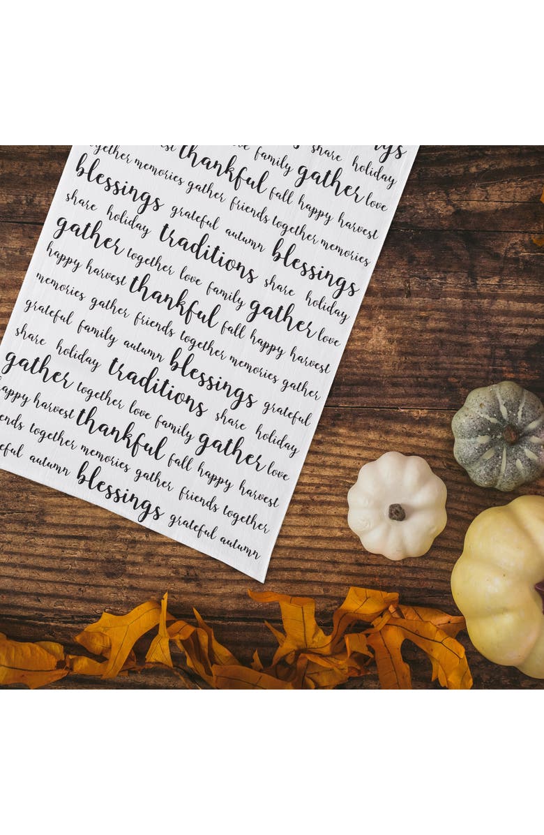 C&F Home Harvest Script Printed Flour Sack Cloth Thanksgiving Kitchen Towel Dishtowel, Alternate, color, White