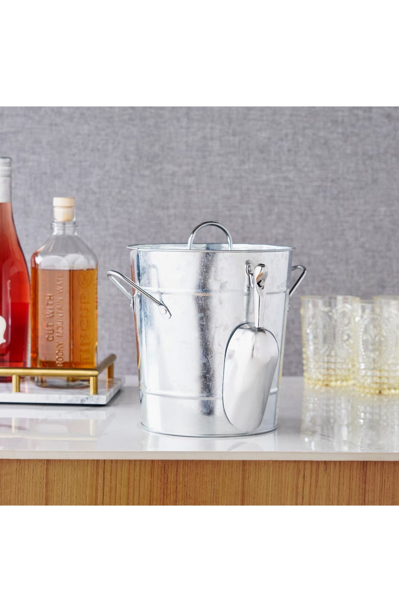 TWINE Galvanized Metal Ice Bucket with Scoop, Alternate, color, Silver