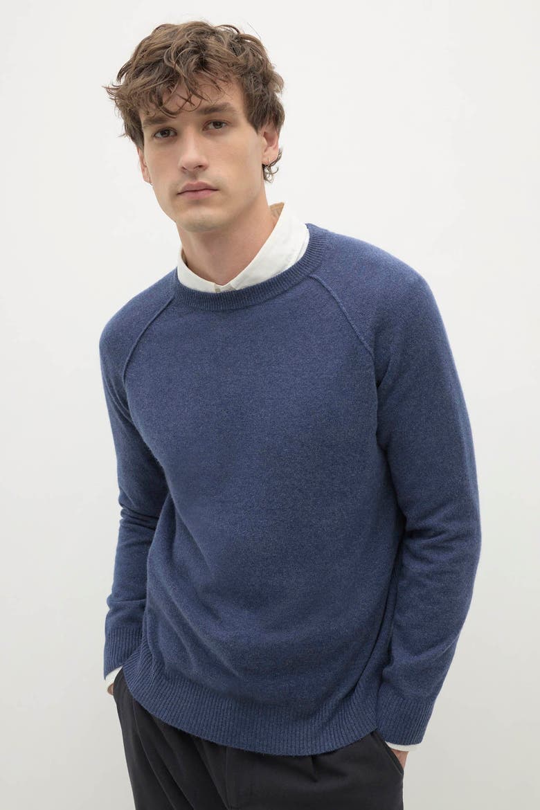 Lorenzo Cashmere Crewneck, Alternate, color, Indigo Heather