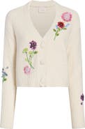 Cinq à Sept Solene Floral Embellished Bouclé Cardigan
