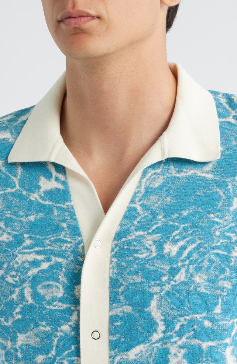 Percival Farraris Negroni Cotton Camp Shirt, Alternate, color, Blue With White