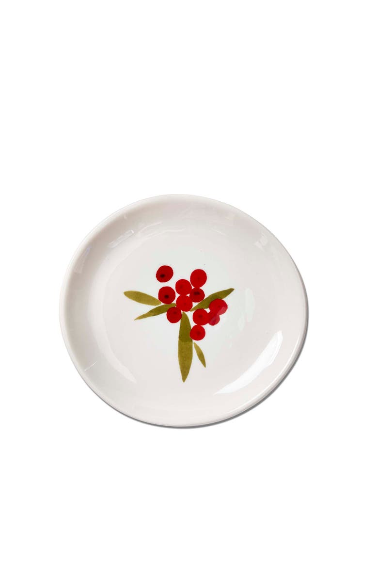 tag Christmas Sprig Red Appetizer Plates Dishwasher Safe Set, Main, color, Red