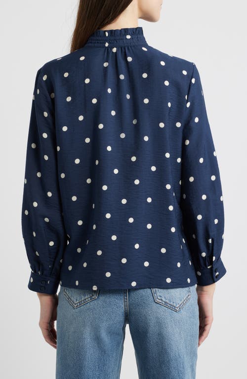 Caslonr Caslon(r) Ruffle Button-up Shirt In Navy- Ivory Disorderly Dot