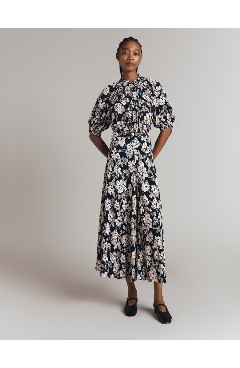 Ghost London Dolly Printed Floral Midi Dress, Alternate, color, Mono Floral