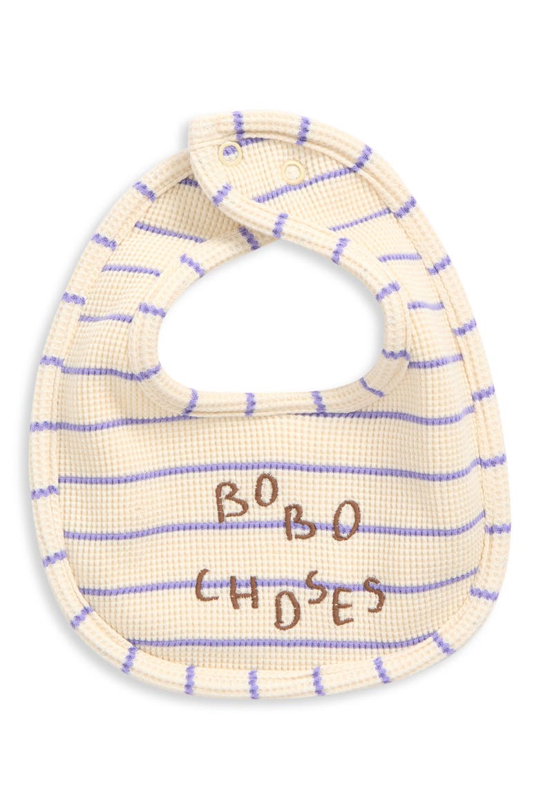 Striped Waffle Knit Bib, Main, color, OFFWHITE
