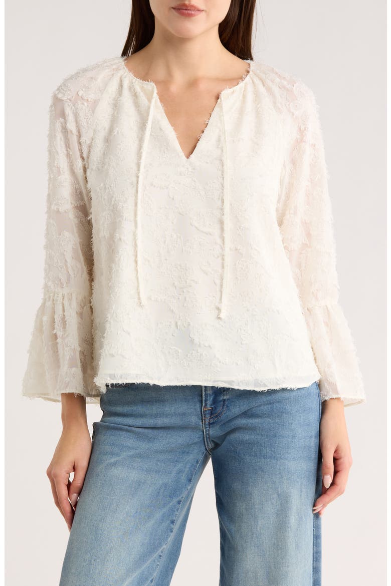 Tie Neck Long Sleeve Top, Main, color, IVORY TOFU