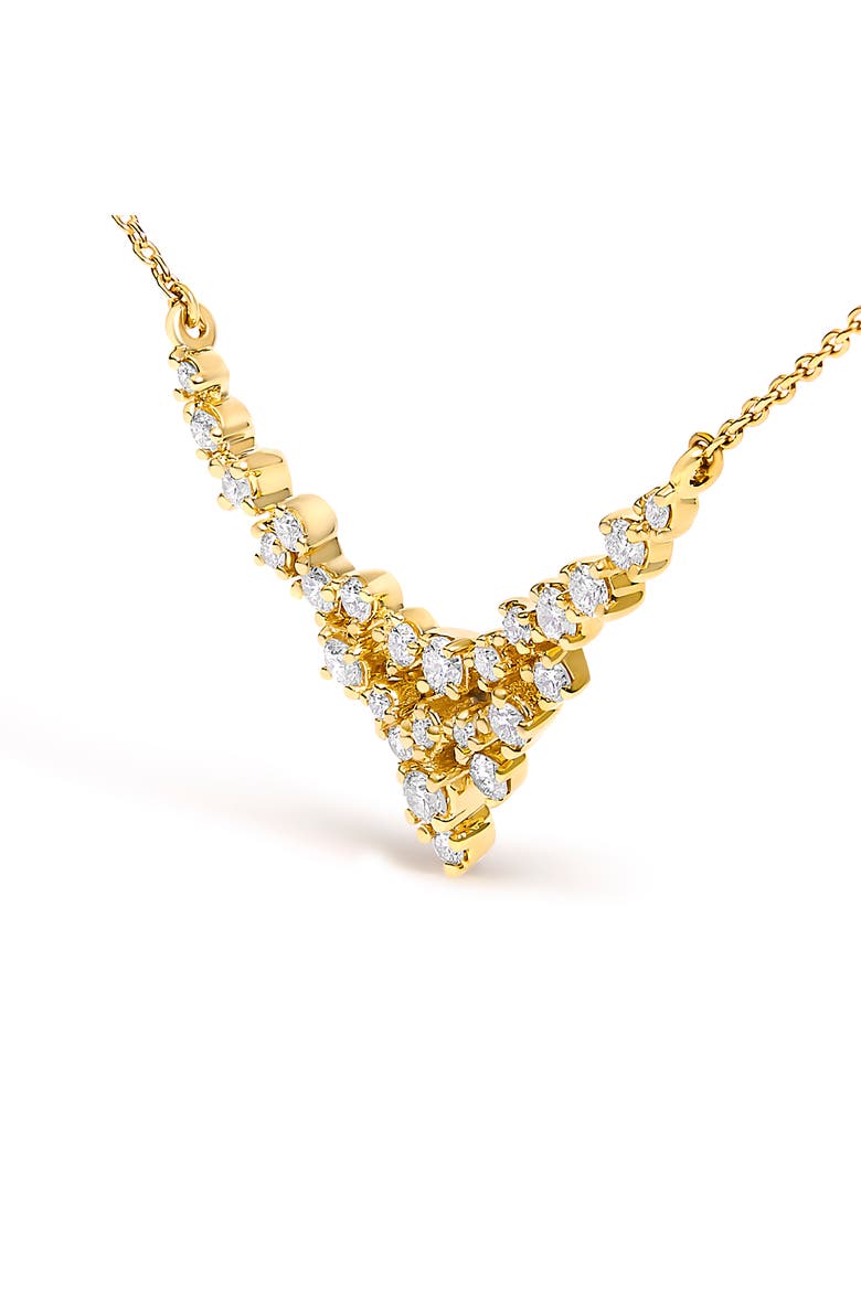 14K Yellow Gold 1/2 Cttw Diamond Scattered "V" Necklace, Alternate, color, Yellow