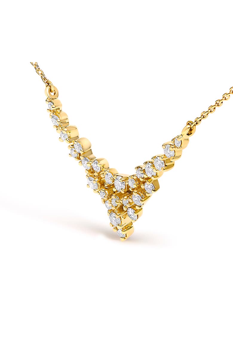 Haus of Brilliance 14K Yellow Gold 1/2 Cttw Diamond Scattered "V" Necklace, Alternate, color, Yellow