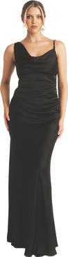 Six Stories Cowl Front Asymmetric Bridesmaid Dress