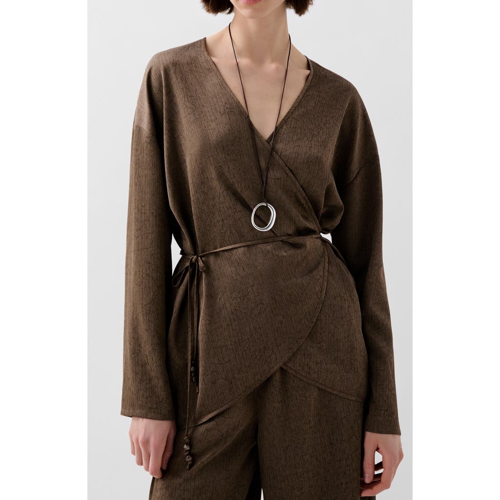 Scalpers Crinkle Kaftan In Brown