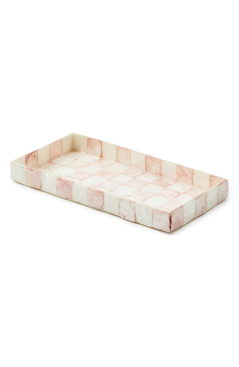 MACKENZIE CHILDS Rosy Check<sup>®</sup> Capiz Vanity Tray, Main, color, Rosy