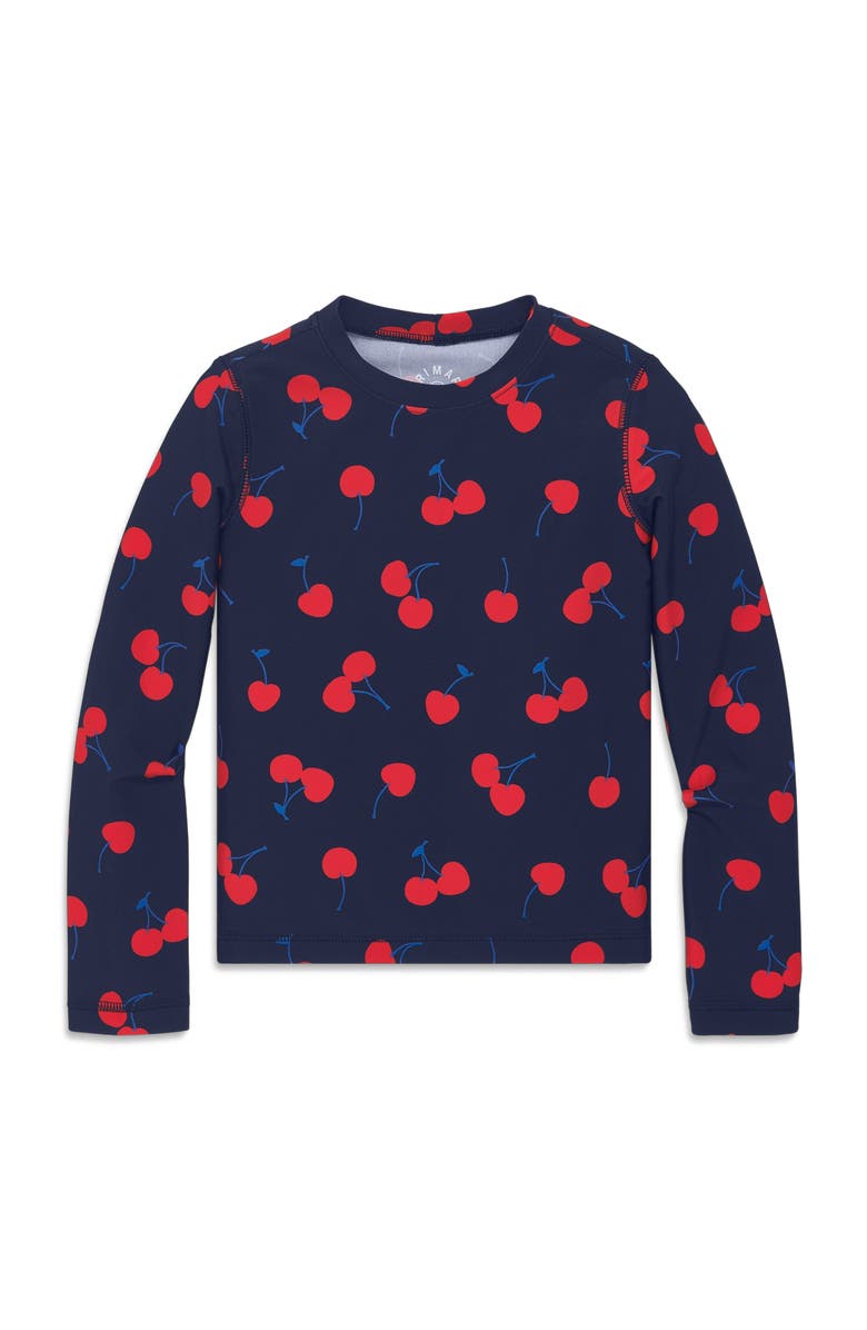 Primary Kids Long Sleeve Swim Top In Cherries, Main, color, Navy Cherries