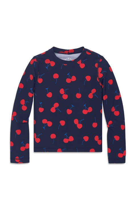 Kids Long Sleeve Swim Top In Cherries (Toddler, Little Kid, Big Kid)