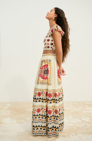 Floral Square Neck Cotton Crop Top