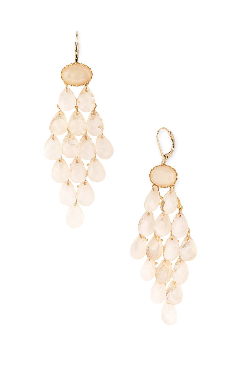 Triangle Stone Earrings, Main, color, CREAM