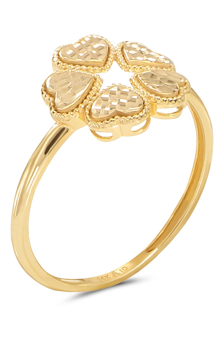 DEVATA Clover Heart Ring in 14K Gold, Alternate, color, Yellow Gold