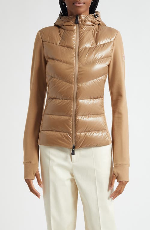 Moncler Grenoble Fleece & Quilted Down Hooded Jacket in Beige  product
