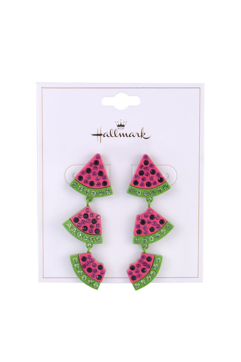 Watermelon Linear Earrings, Alternate, color, Pink