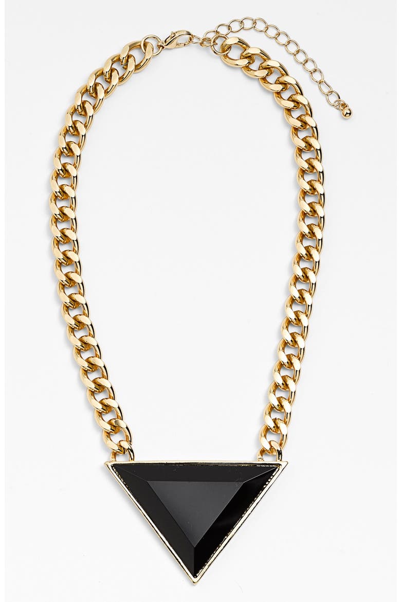 Triangle Pendant Necklace, Main, color, BLACK/ GOLD