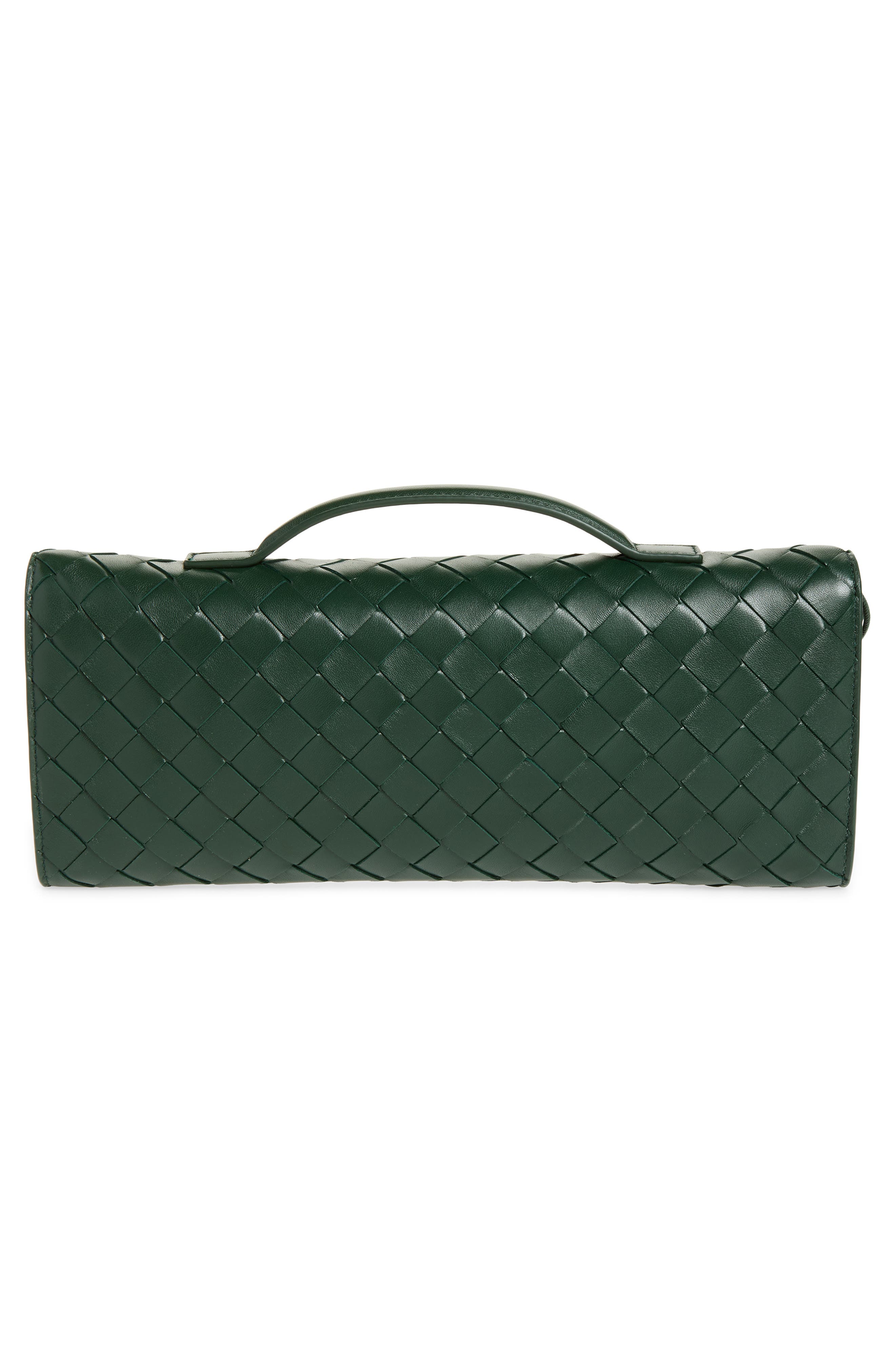 Long Andiamo Intrecciato Clutch Bag, Alternate, color, ALPINE GREEN-MUSE BROWN